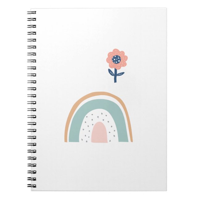 Cute Flower Rainbow Boho Flower Colorful Pattern Notebook (Front)
