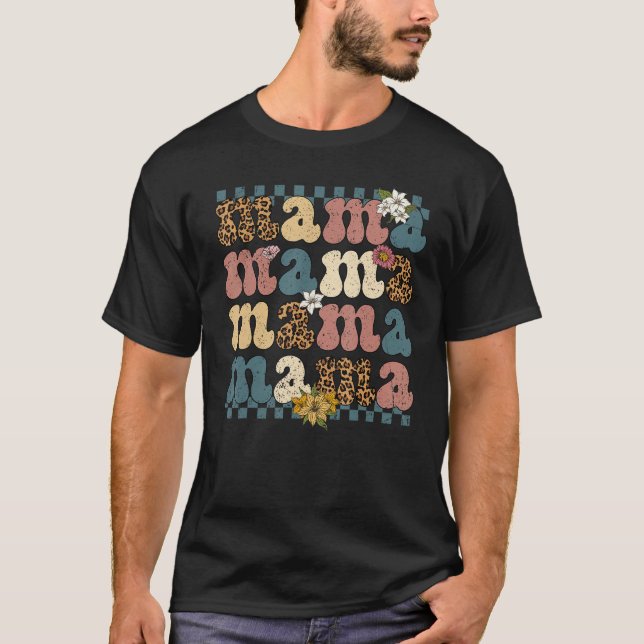 Cute Flower Retro Groovy Mama Happy Mothers Day Le T-Shirt (Front)