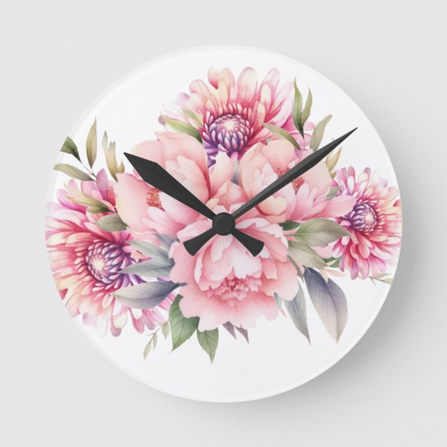 Cute flower round clock (Front)