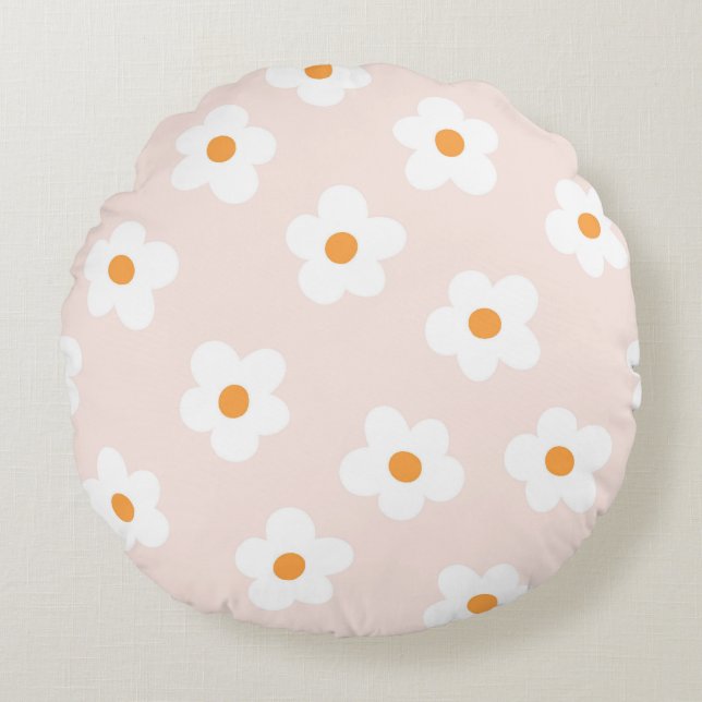 Cute flower  round pillow (Front)
