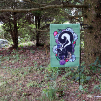 Cute Flower Skunk Garden Flag