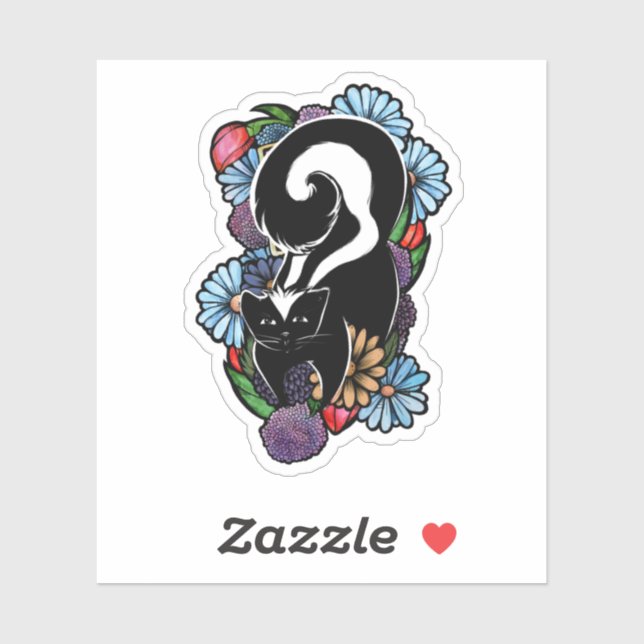 Cute Flower Skunk Sticker (Sheet)