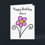 Cute Flower Smiling Face Birthday Card<br><div class="desc">Cute cartoon of a smiling happy flower.  Card has a beautiful minimal white background.  Easily personalise this card by editing the template text on the front and inside.  Thanks for viewing my designs!</div>