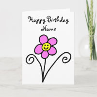 Cute Flower Smiling Face Birthday Card
