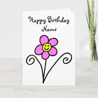Cute Flower Smiling Face Birthday Card