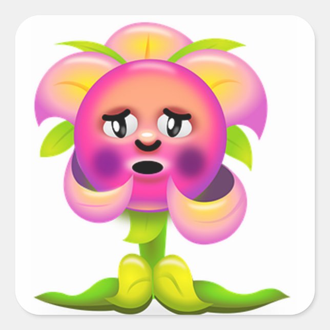 Cute Flower Square Sticker (Front)