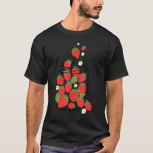 Cute Flower Strawberries Jar  Strawberry Fruit T-Shirt