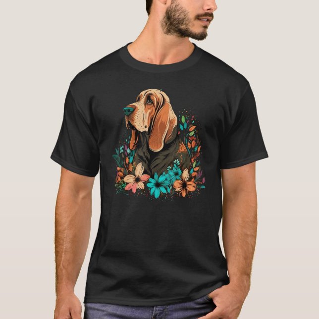 Cute Flower summer Floral Bloodhound 1 T-Shirt (Front)