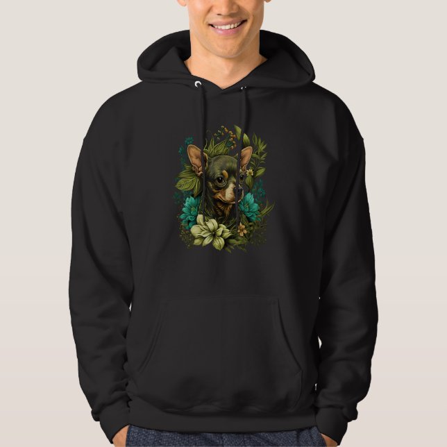 Cute Flower summer Floral Chihuahua Hoodie (Front)
