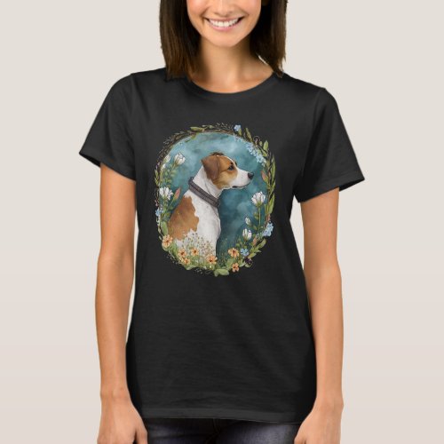 Cute Flower summer Floral Jack Russell Terrier T_Shirt