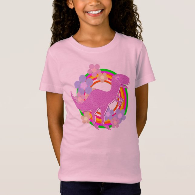 Cute Flower T-Rex Dinosaur T-Shirt (Front)