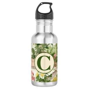 Cute Flower Vase Garden Plants Watercolor Monogram Stainless Steel Water Bottle