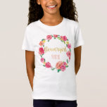 Cute Flowergirl Gold Floral Tee at Zazzle