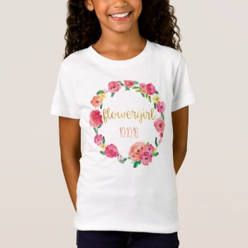 Cute Flowergirl Gold Floral Tee by CreationsInk at Zazzle