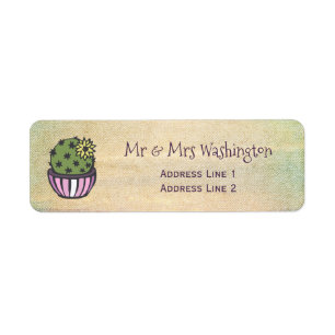 Cute Flowering Cactus Label