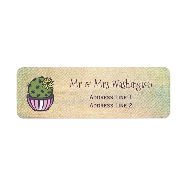 Cute Flowering Cactus Label (Front)