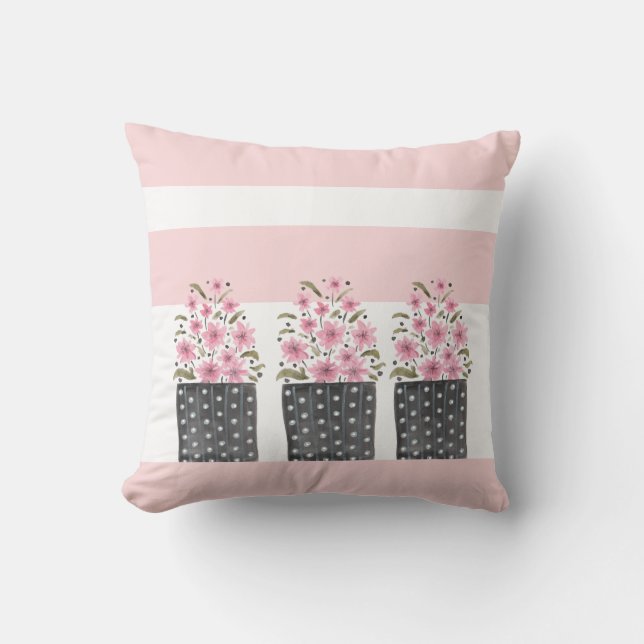 Cute Flowerpots In Pink Dream Throw Pillow (Front)