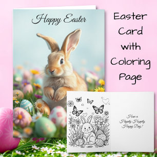 Cute Flowers and Bunny Easter Party to and from Card