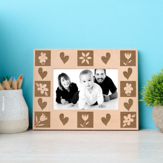 Cute Flowers and Hearts Engraved Frames