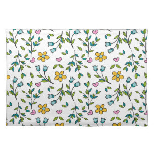 Cute Flowers and Hearts Light Pattern Cloth Placemat