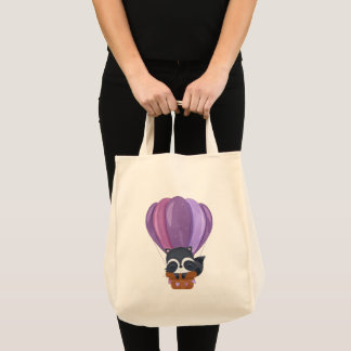 Cute Flowers Baby Raccoon Cartoon Tote Bag