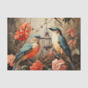 Cute flowers bird lovers Tissue Paper