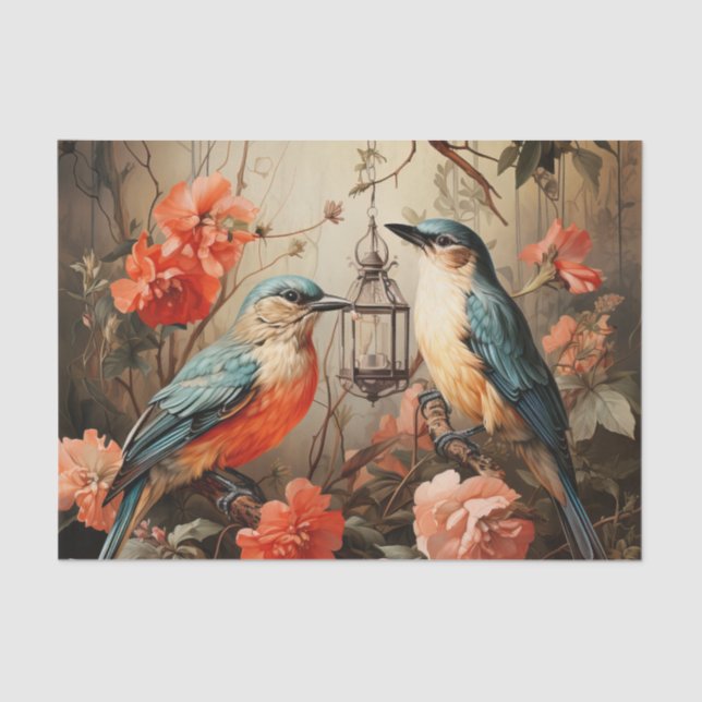 Cute flowers bird lovers Tissue Paper  (Front)