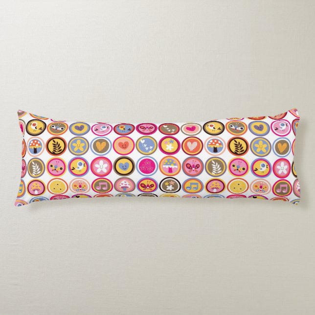 cute flowers, birds, hearts pattern body pillow (Front)