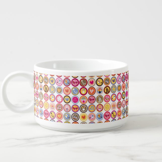 cute flowers, birds, hearts pattern bowl (Right)