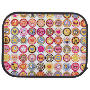 cute flowers, birds, hearts pattern car mat
