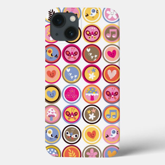 cute flowers, birds, hearts pattern Case-Mate iPhone case (Back)