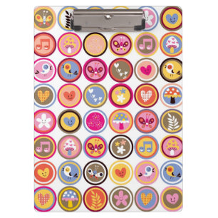 cute flowers, birds, hearts pattern clipboard
