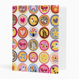 cute flowers, birds, hearts pattern mini binder