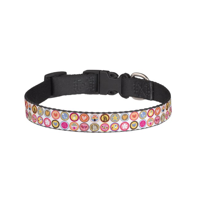 cute flowers, birds, hearts pattern pet collar (Front)
