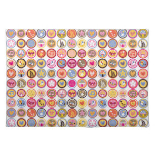 cute flowers, birds, hearts pattern placemat