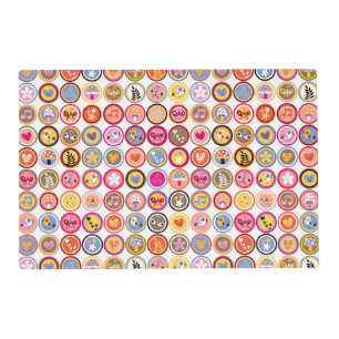 cute flowers, birds, hearts pattern placemat