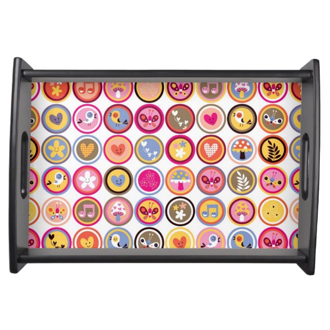 cute flowers, birds, hearts pattern serving tray (Front)