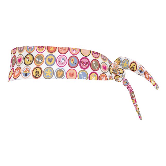cute flowers, birds, hearts pattern tie headband (Rotate 90)