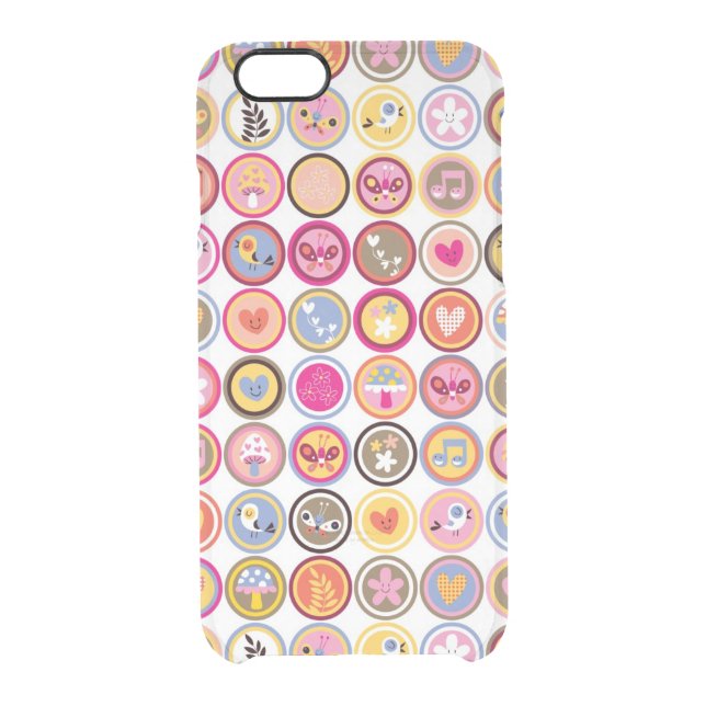 cute flowers, birds, hearts pattern uncommon iPhone case (Back)