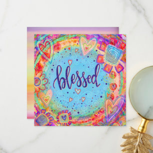 Cute Flowers Blessed Hearts Fun Whimsical Thank You Card