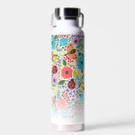 Cute Flowers Butterflies, Custom Name Monogram Water Bottle<br><div class="desc">Super cute water bottle featuring a floral, butterfly and lady bug pattern highlighted with your name or custom text on the front and back - easily add additional text too. Makes a perfect gift for friends, kids, moms, bridesmaids, or get one for yourself for all your workouts, sporting activities and...</div>