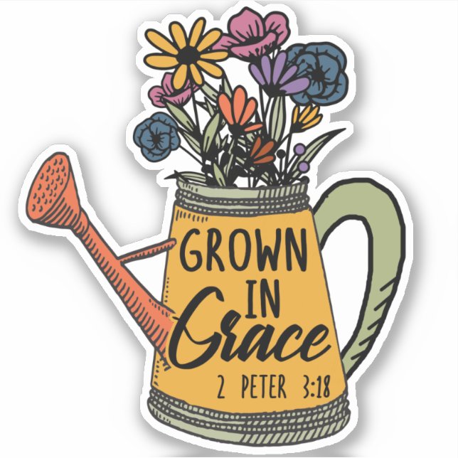 Cute Flowers Christian Bible Verse Grace Sticker (Front)