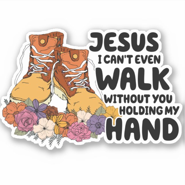 Cute Flowers Christian Jesus Hold My Hand Sticker (Front)