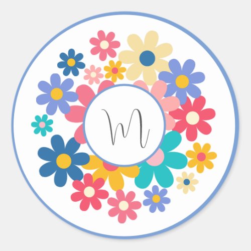 Cute Flowers Classic Round Sticker