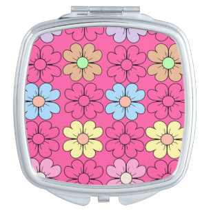 cute flowers compact mirror