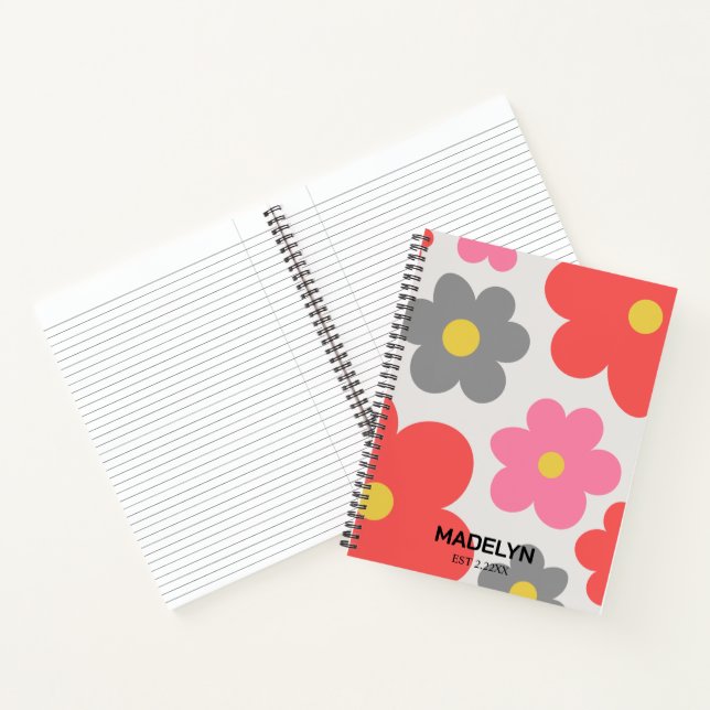 Cute flowers Custom script Spiral Notebook (Inside)