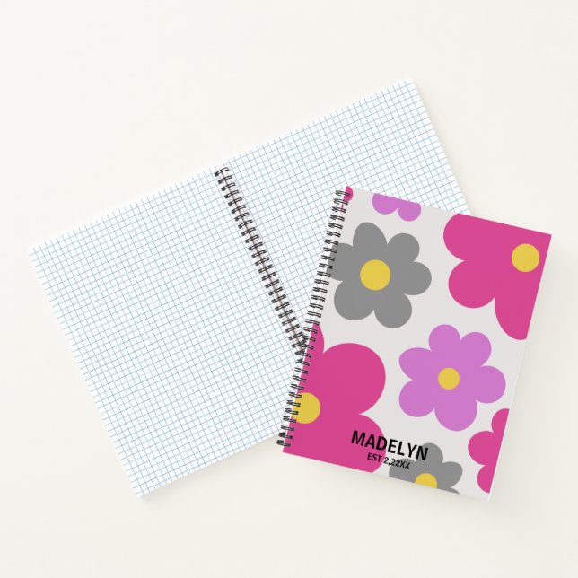 Cute flowers Custom script Spiral Notebook (Inside)