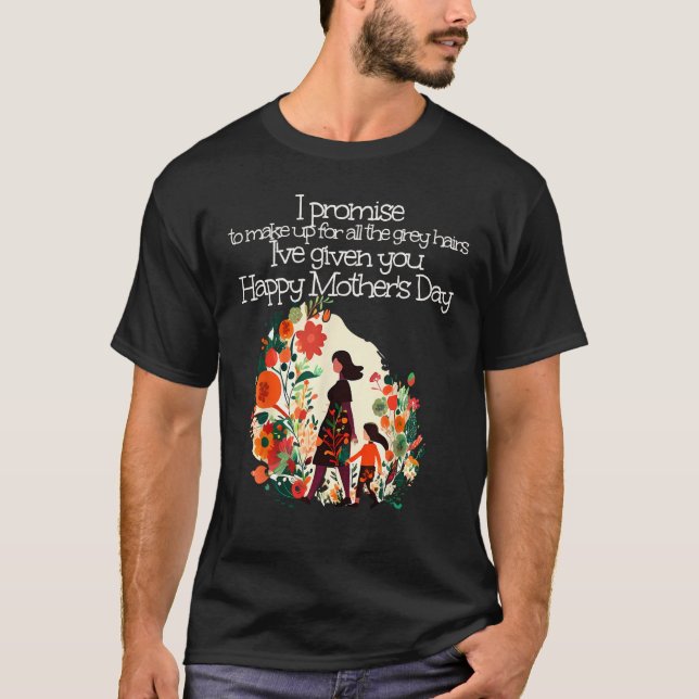 Cute Flowers Family Day with Mom & Daughter for Mo T-Shirt (Front)