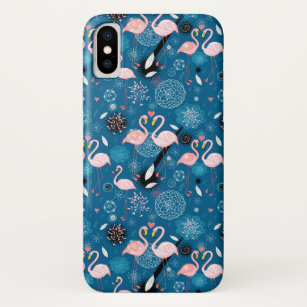 Cute flowers flamingos pattern iPhone x case