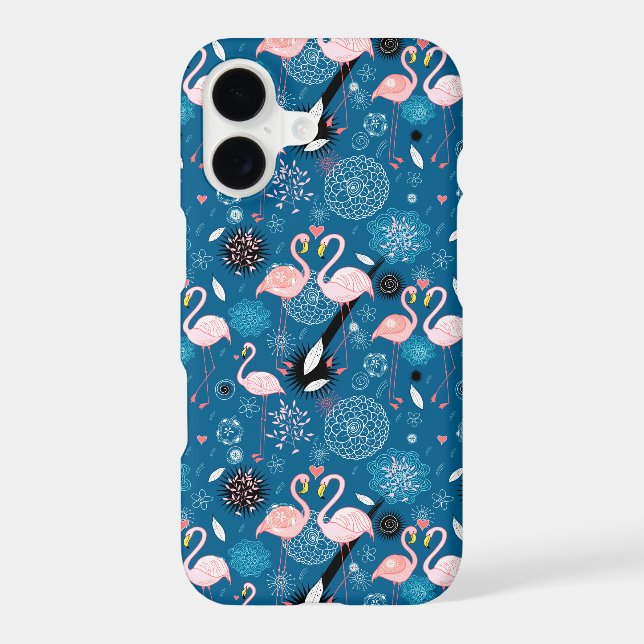 Cute flowers flamingos pattern iphone case (Back)